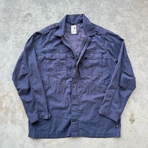 RELWEN Field Military Utility Long Sleeve Button Zip Up Navy Shirt Jacket